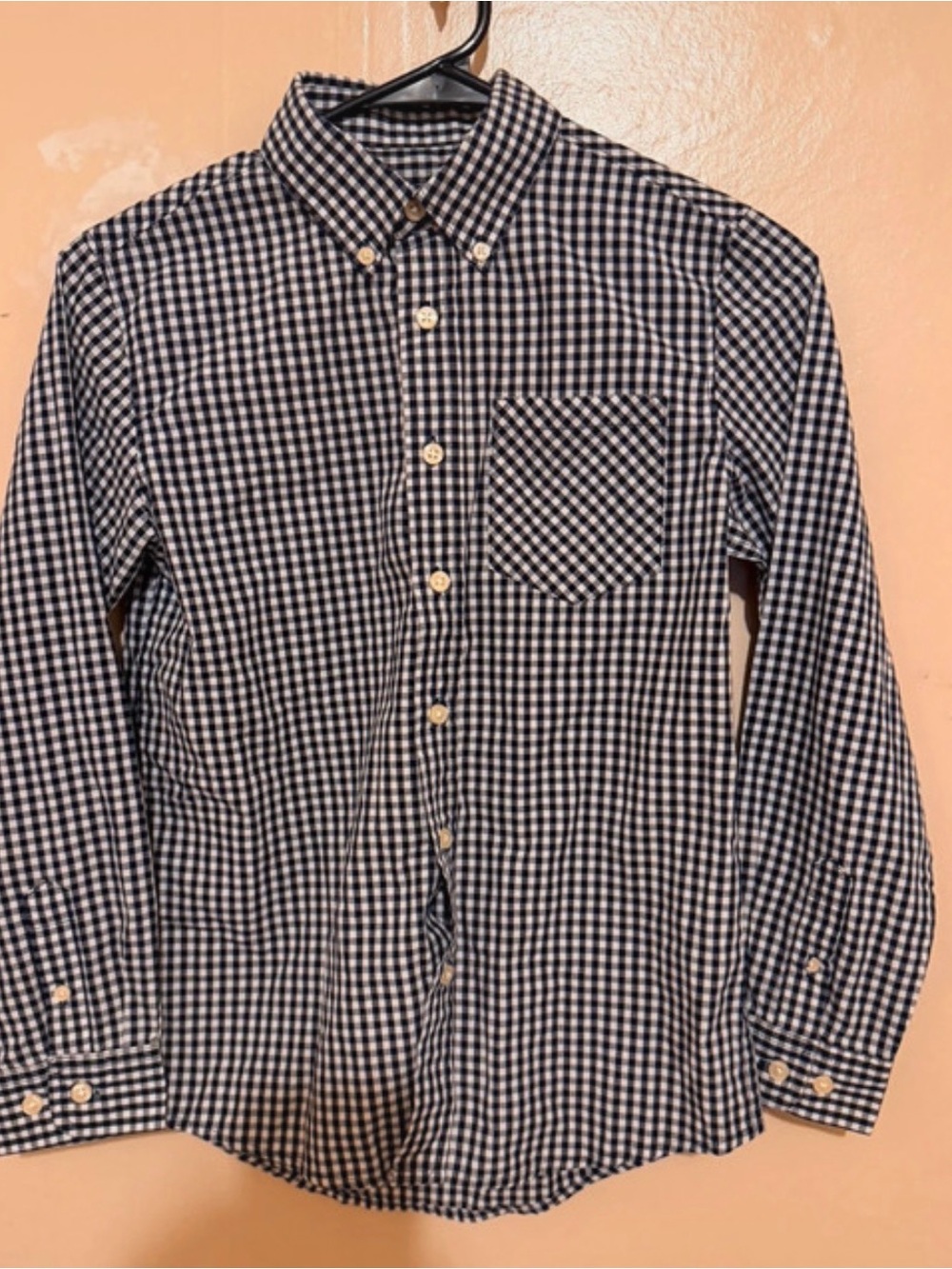 Basic Editions Black and White Gingham Button-Down Shirt